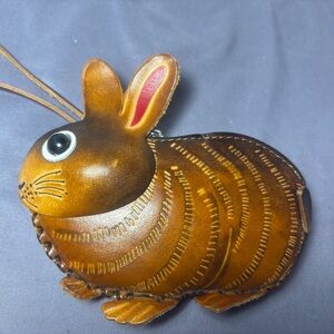 Brown Leather Rabbit-Shaped wristlet